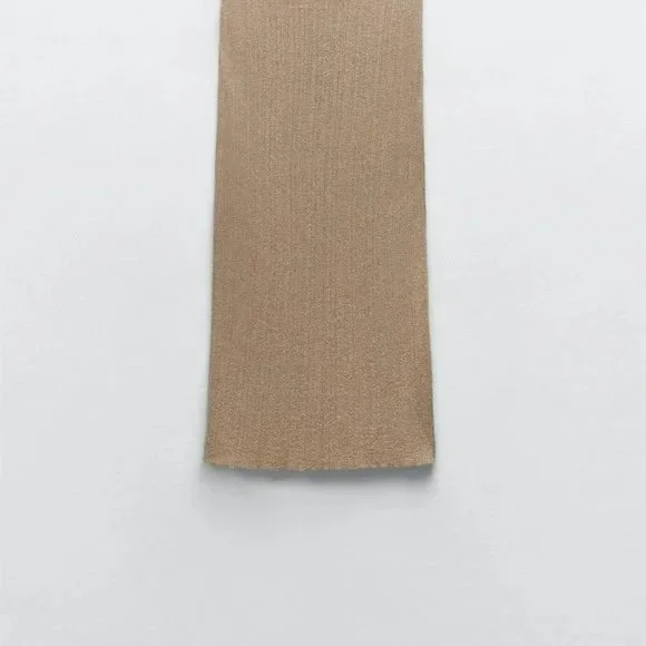 RARE ZARA 2 PIECE GOLDEN METALLIC THREAD WRAP KNIT TOP AND KNIT SKIRT - Picture 7 of 8